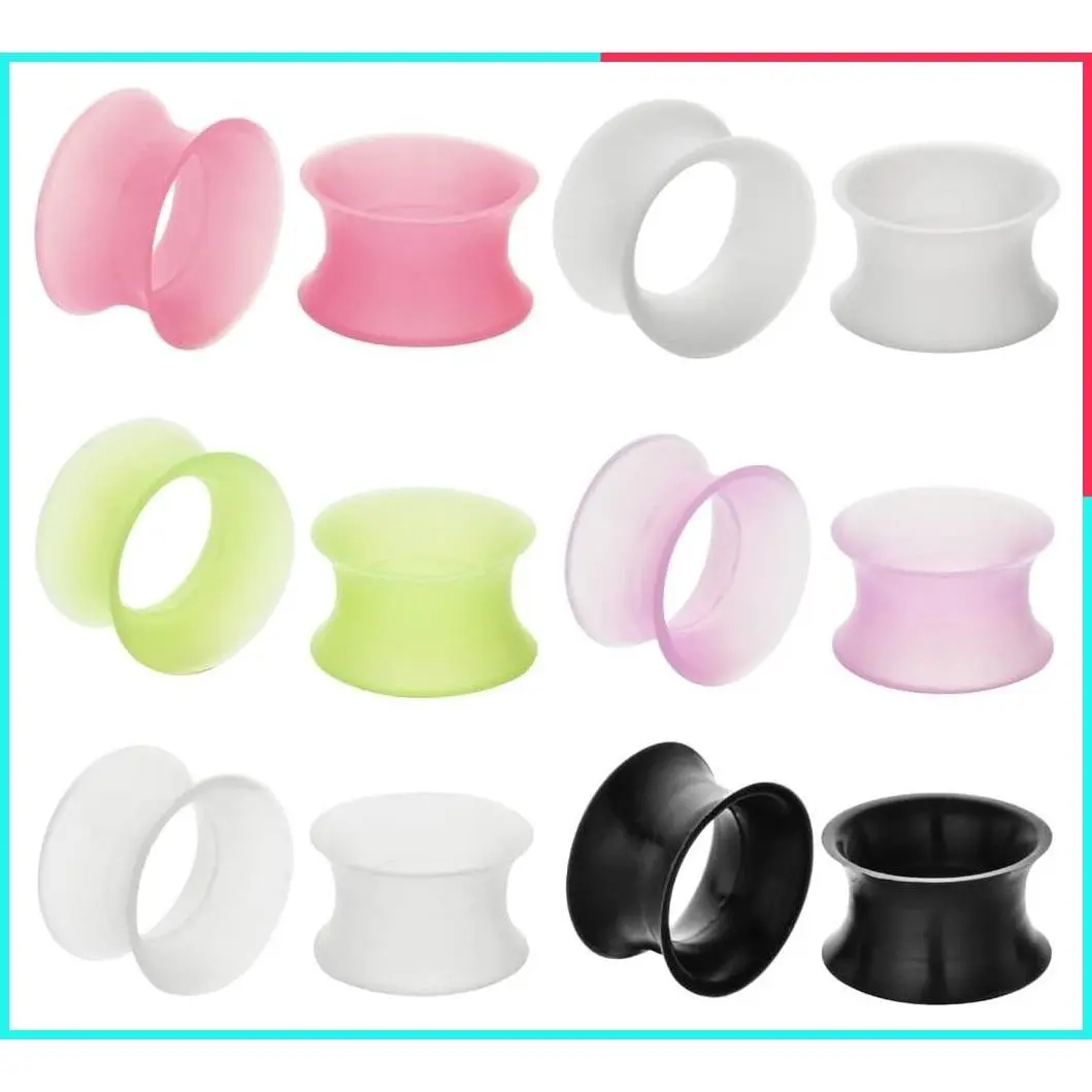 12Pcs Mixed Color Sparkling Silicone Ear Tunnels Plugs Expanders Gauges Body Piercing Jewelry
