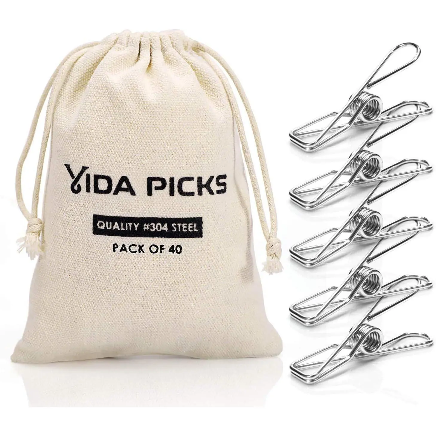 40 Pack Wire Clothes Pins Heavy Duty Outdoor, Stainless Steel ClothesPins for Hanging Clothes, Metal Clothes Pegs, Clothing Clips, Laundry Pins 1.8mm Diameter 6cm Long