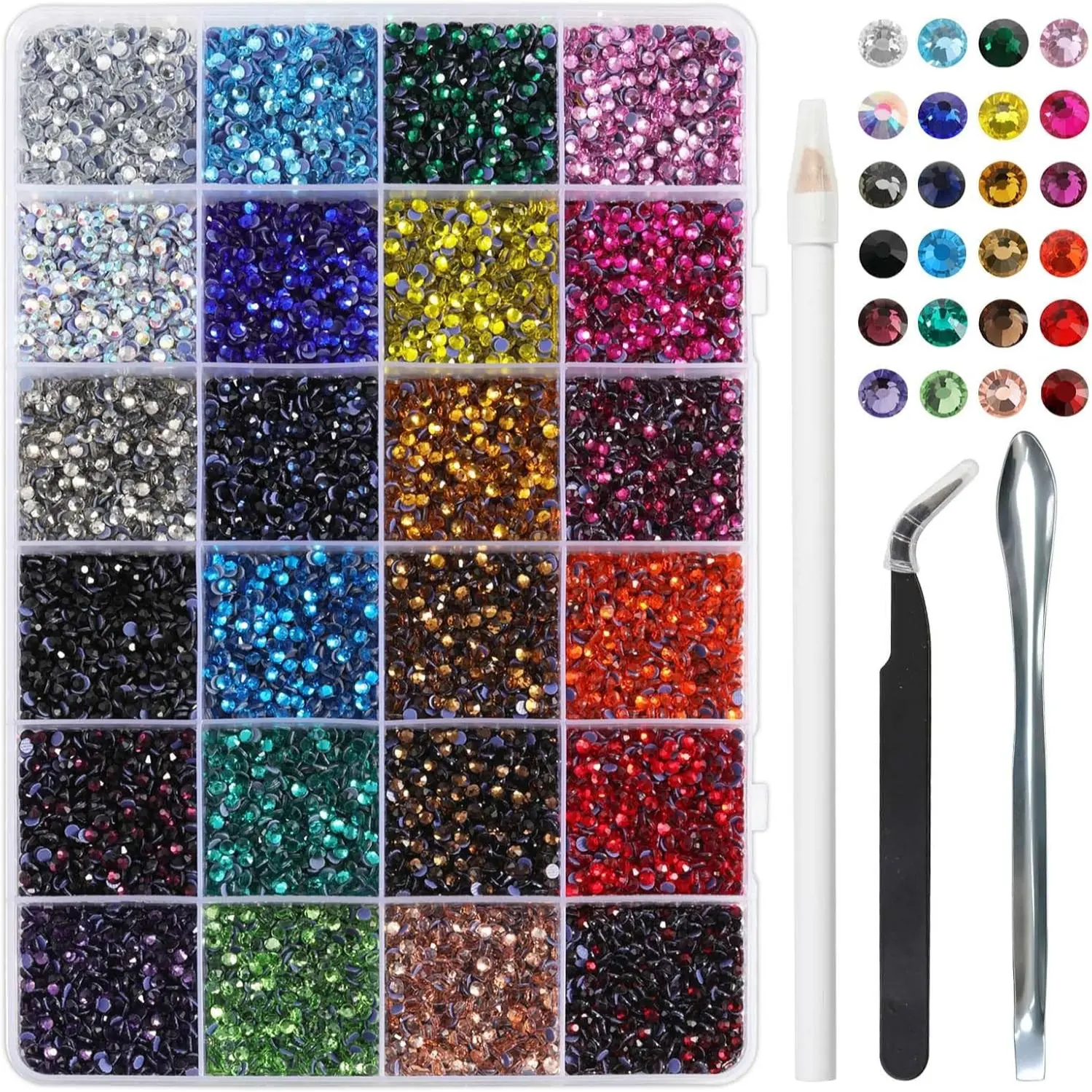 24-Piece DIY Shining Rhinestone Set for Clothing, ///blue//gold, Ss10 3mm Heat-Resistant, Includes Tools for Handmade Fashion。ultimate creative gift for her,graduation gift,class of 2026,Christmas Birthday Gifts for Women。。