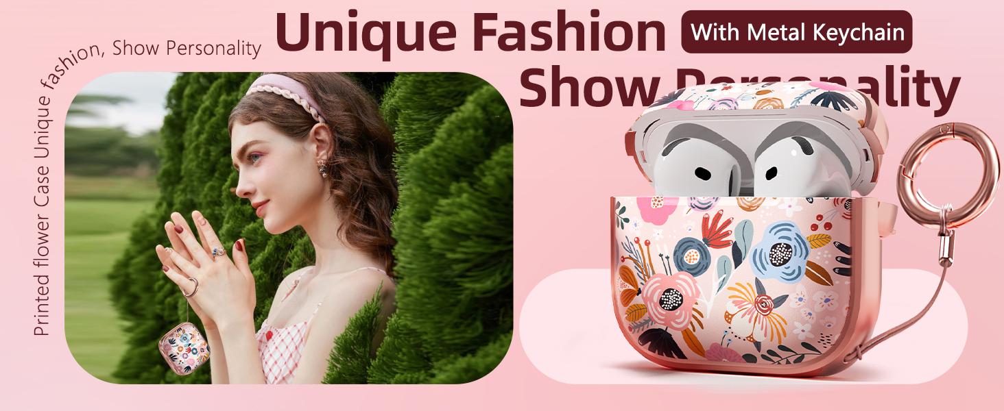 BASIC SUPPLY with Safety Lock for AirPods 4 Case,Clear Floral Cute AirPod 4th Generation Case for Women Girly with Cleaner Kit and Keychain- Purple Flower