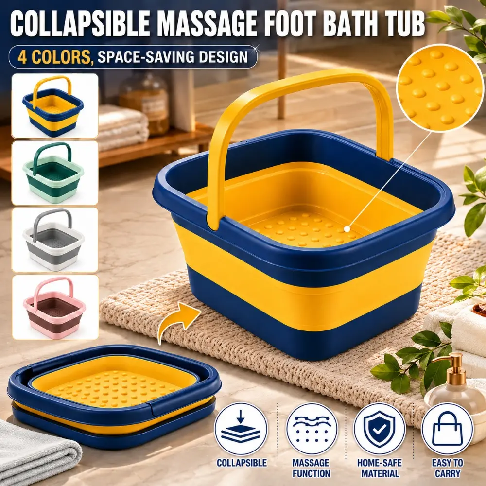 Folding Foot Bath, Collapsible Foot Bath, Specially Designed for Soaking Feet, Equipped with Plastic Material Suitable for Foot Therapy, Home Spa
