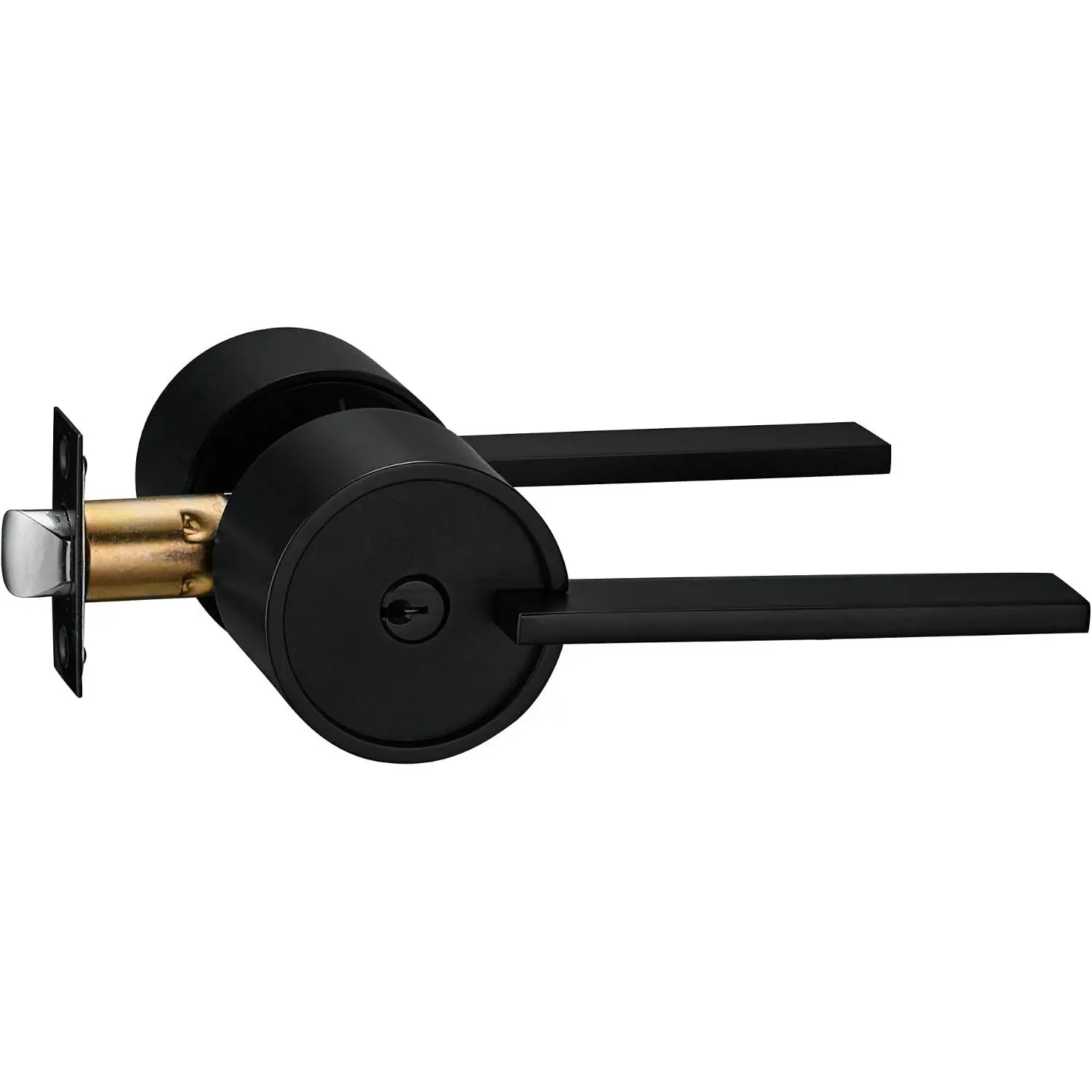 Zero Gravity Urban Series Entry Lever Door Handle Lock and Key Locking Lever Set [for Front Door or Office] Reversible Heavy Duty – Iron Black Finish