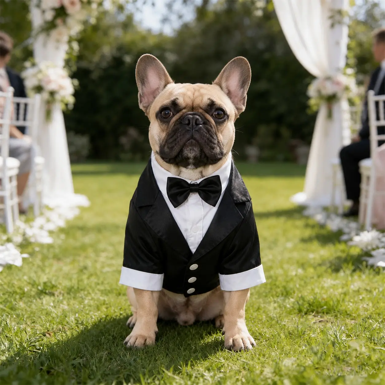 KOOGAL Dog Tuxedo Suit with Bow Tie Black and White Pet Formal Outfit Wedding Attire Gentleman Costume Puppy Costume for Small Medium Dogs Cats S-XXL (3-31 lbs)