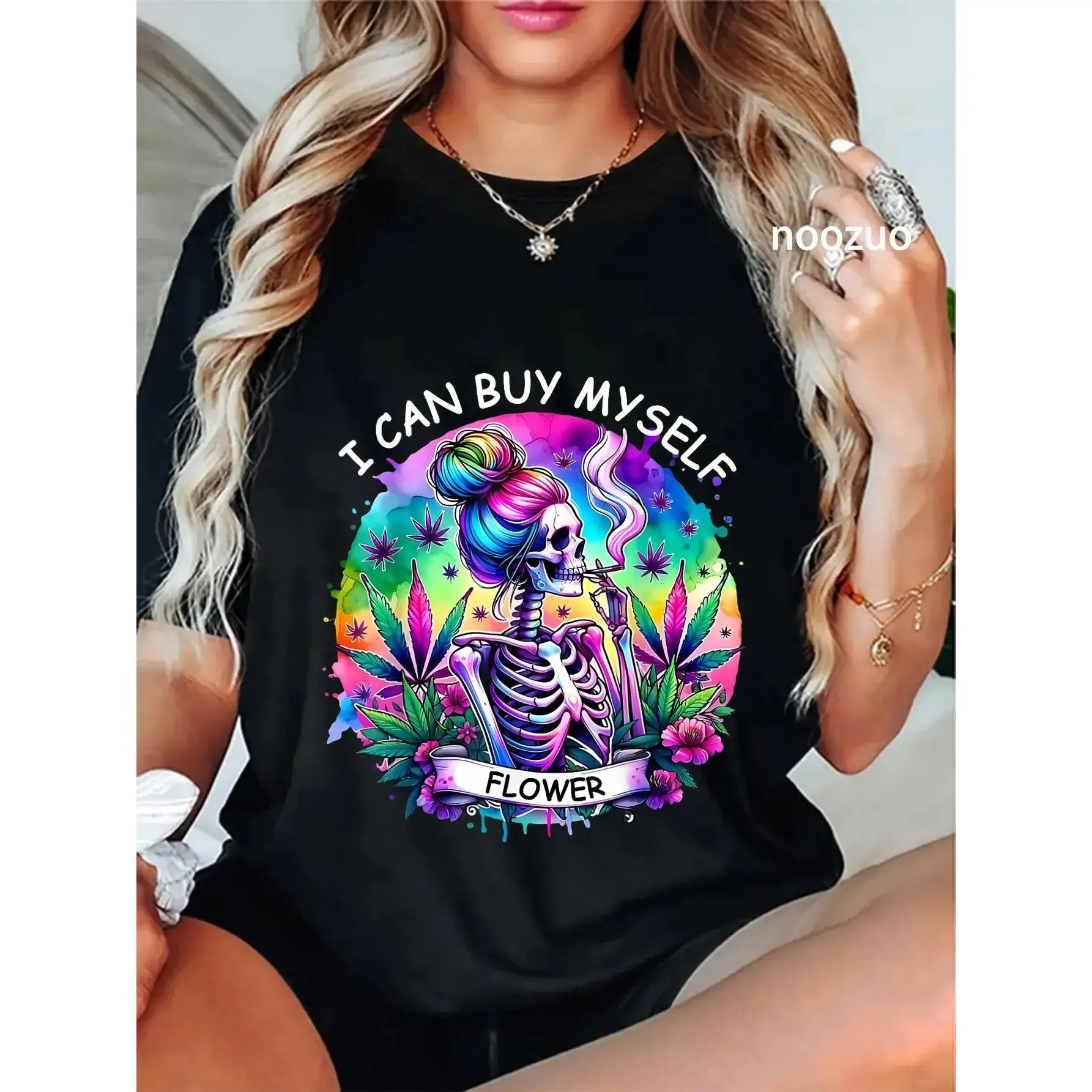 100% Cotton Weed Marijuana Smoking 420 Cannabis I Can Buy Myself Flowers T-Shirt
