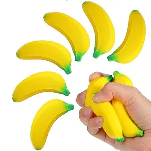 6pcs Banana Replica Decorations, Elastic Bananas for Home Décor, Classroom Birthday Christmas Gifts, Mini Party Supplies, Stress Relief Souvenirs