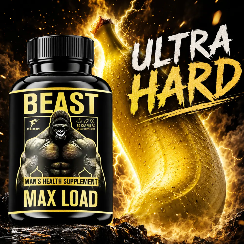 All-in-One Men’s Health Supplement Beast Max Load Capsules, with Maca, Tongkat Ali, L-Arginine, Ginseng, Saffron Extract, Support Energy & Vitality, Premium Formula, Day & Night Support Overall Male Health, Best Choice, Packaging May Vary