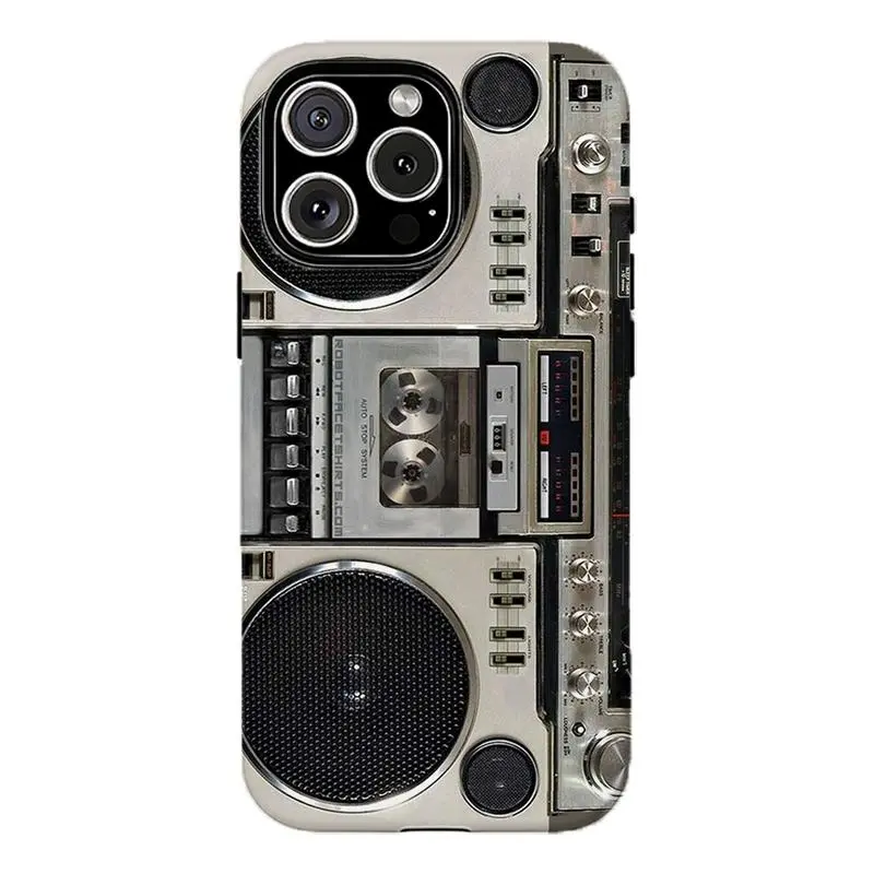 Vibrant Retro Handheld Boombox Cassette Smartphone Case - Slim Fit, Shockproof, Flat Print, Impact Resistant Custom Shell for iPhone 17,17 Pro Max,16,15,14,13,12,11 & Samsung S21,S22,S23,S24,S25,Holiday Gift Accessory, Protection, Resistance