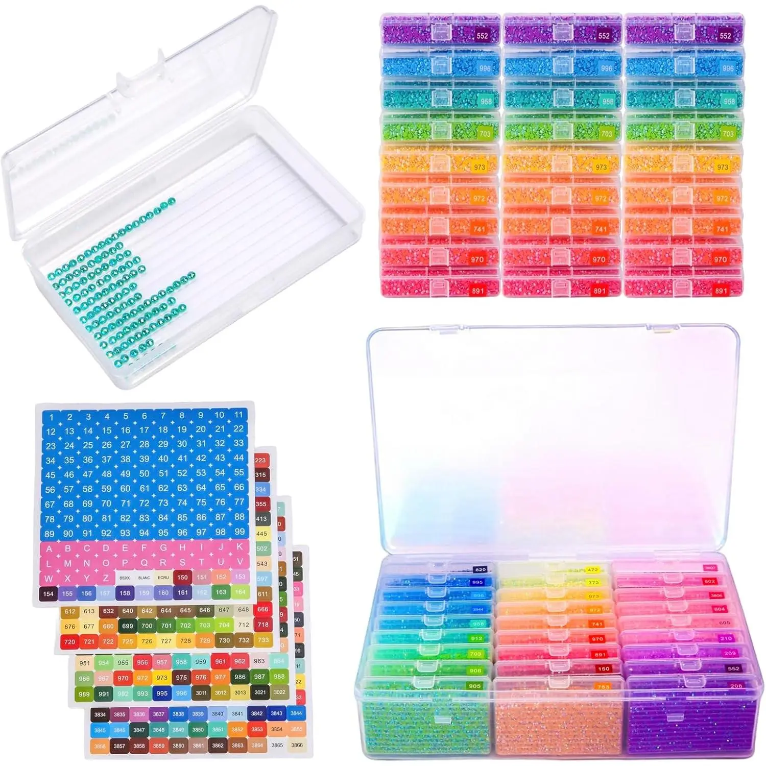 Diamond Art Storage, 1pack 27pcs Diamond Painting Storage Trays Organizer, 2-in-1 with Lids Diamond Painting Dotz Accessories Containers Case Box (Beads not Included)