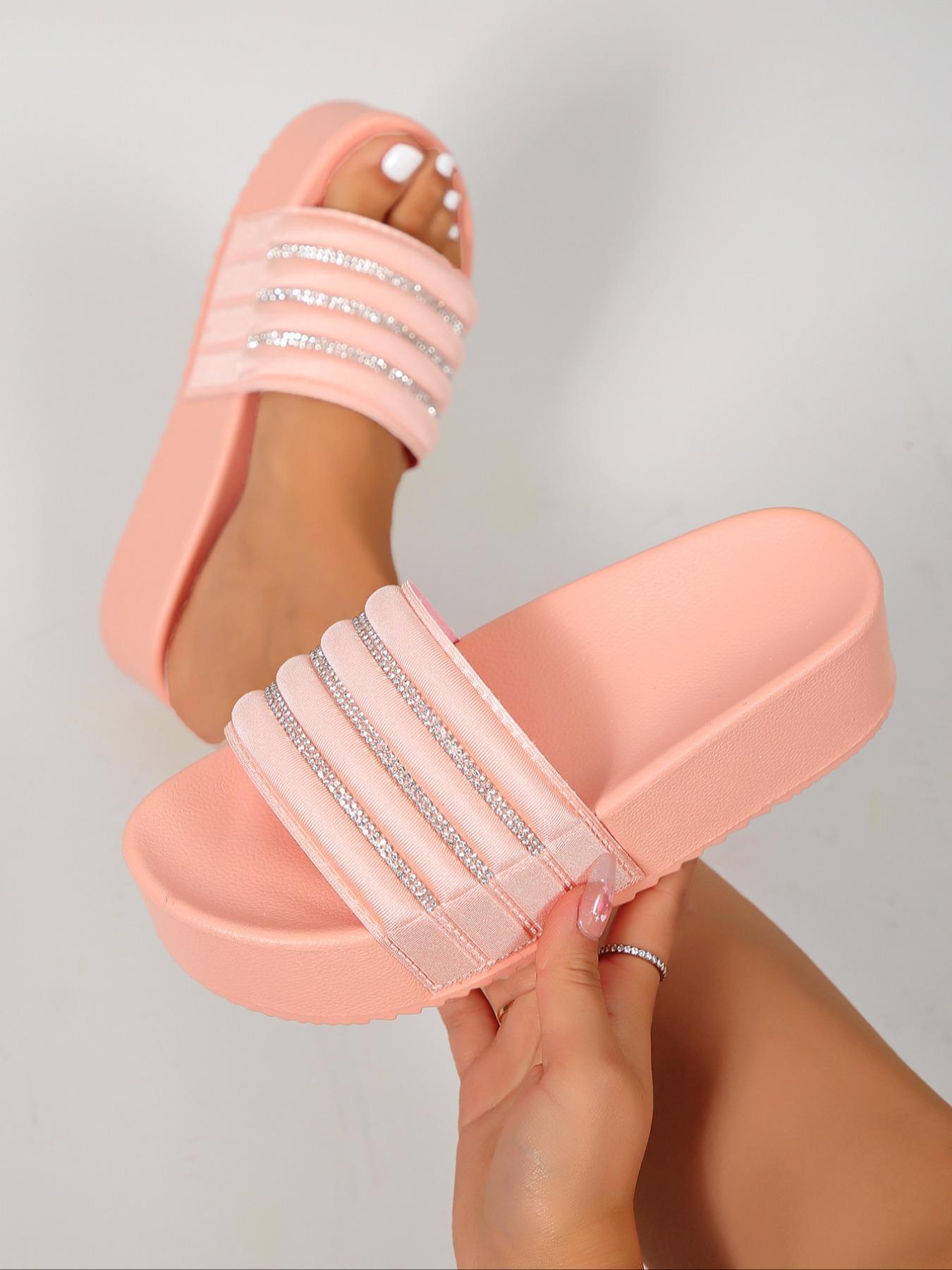 Women's Street Trend Casual Slip on Flatform Slide Sandals, 1 Pair Minimalist Trendy Platform Slide Sandals, Summer 2024 All-match Soft Shoes for Beach Outfits for Daily Wear