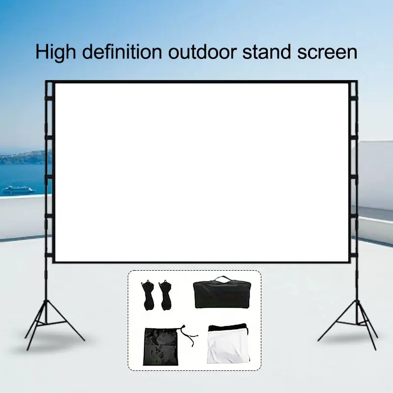 84-100-120 inch portable projection screen with stand - suitable for home theater, outdoor camping, foldable projection screen - low stand screen Outdoor Movie Screen