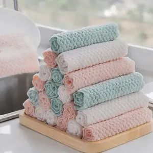 Small 25cm Square Kitchen Cleaning Cloth Super Absorbent Lint Free Dish Towels Non-Stick Oil Quick Dry Dish Rags For Dishes Pots Stove Fridge Home Cleaning