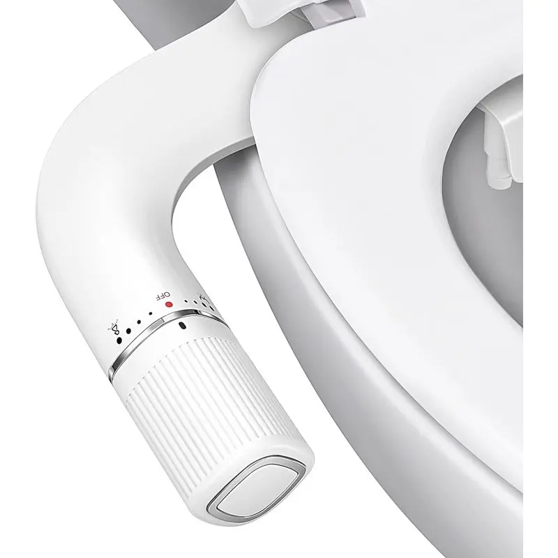 Ultra-Slim Bidet Attachment for Toilet - Dual Nozzle (Frontal & Rear Wash) with Adjustable Cold Water Pressure and Stainless Steel Inlet - Hygienic Solution for Fresh Cleanliness, Silver 1 Pcs