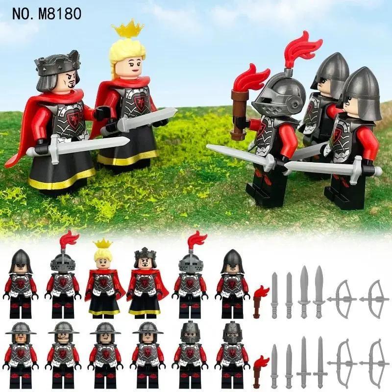 M8180 Red Dragon Knight Patrol Small Particles Assembled Mini Building Block Children's Toys