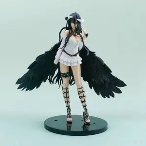 22cm Albedo Action Figures black wings Protector PVC Collectile figure Undead girl home Decoration Model Toys For kid gift