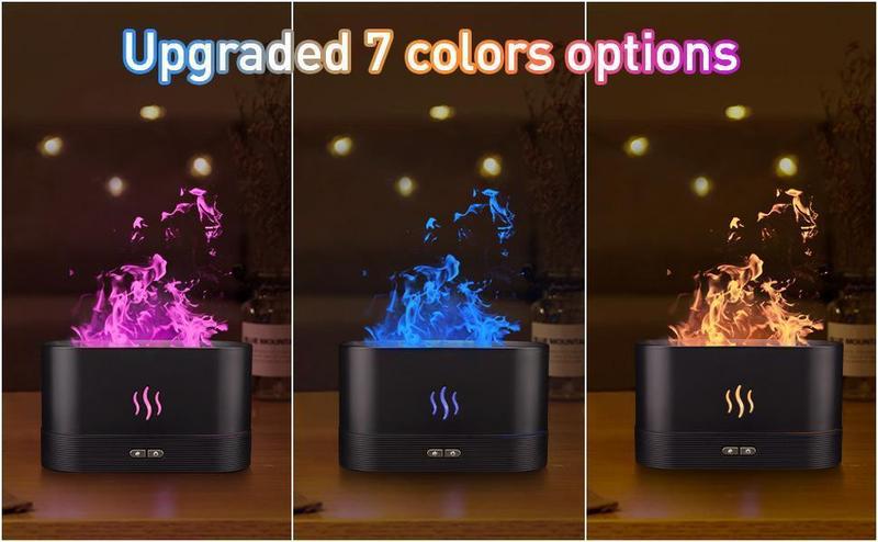 Colorful Flame Air Aroma Diffuser Humidifier, Upgraded 7 Flame Colors Noiseless Essential Oil Diffuser for Home, Office with Auto-Off Protection 180mL Colorful Flame Air Aroma Diffuser Humidifier, Upgraded 7 Flame Colors Noiseless Essential Oil Diffuser for Home, Office with Auto-Off Protection 180mL