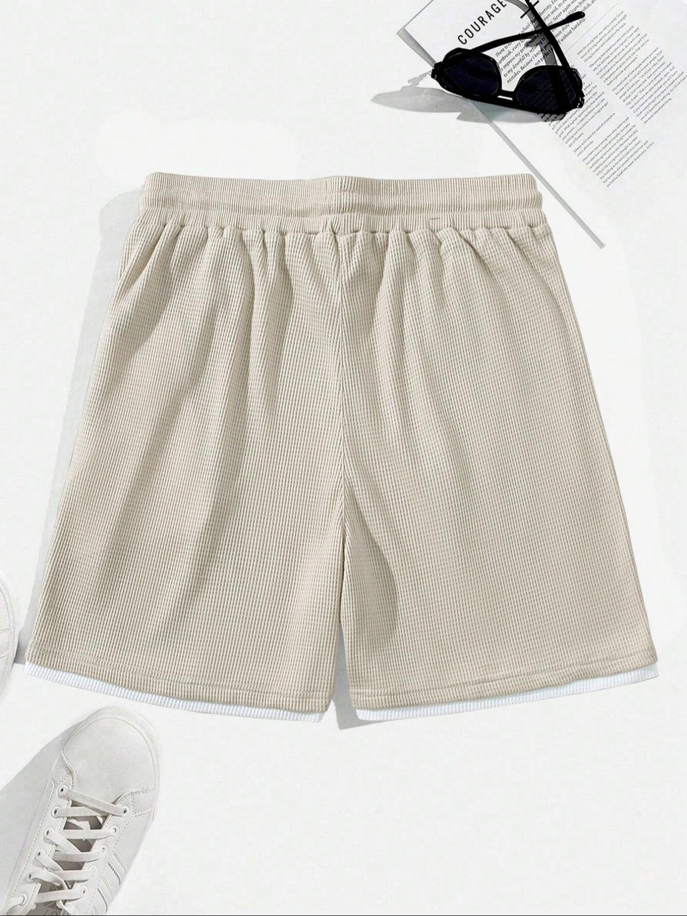 Men's Letter Patch Pocket Shorts, Casual Streetwear Shorts, Regular-Fit Comfy Breathable Summer Shorts, Men's Bottoms for Daily Wear