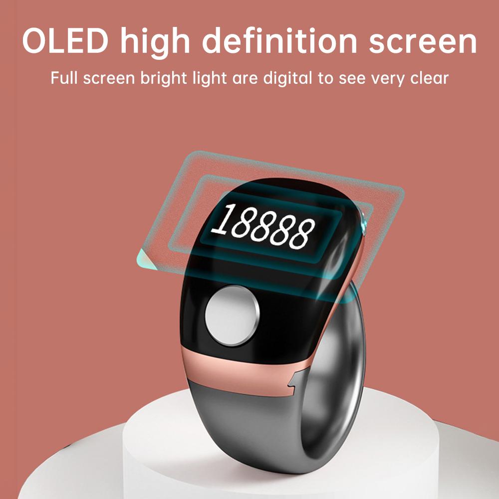 LCD Electronic Digital Tally Counter Smart Ring Point Marker Row Finger Counter Type-C Charging Ring Holder Mini Stitch Counter