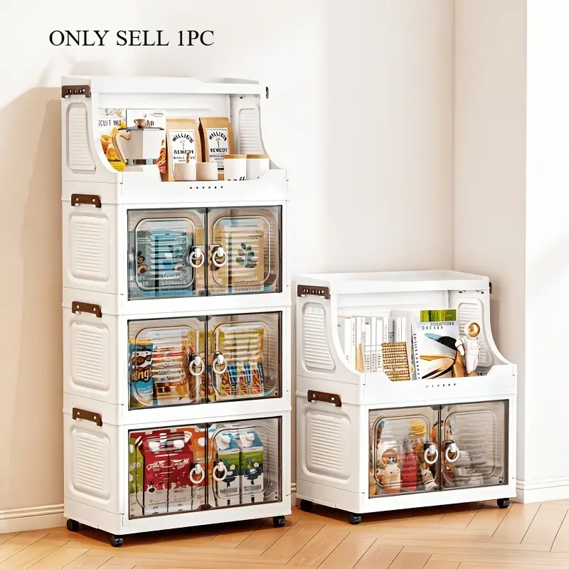 1 large capacity foldable storage box, bedroom storage for clothes, transparent wardrobe, movable large capacity, space saving storage box