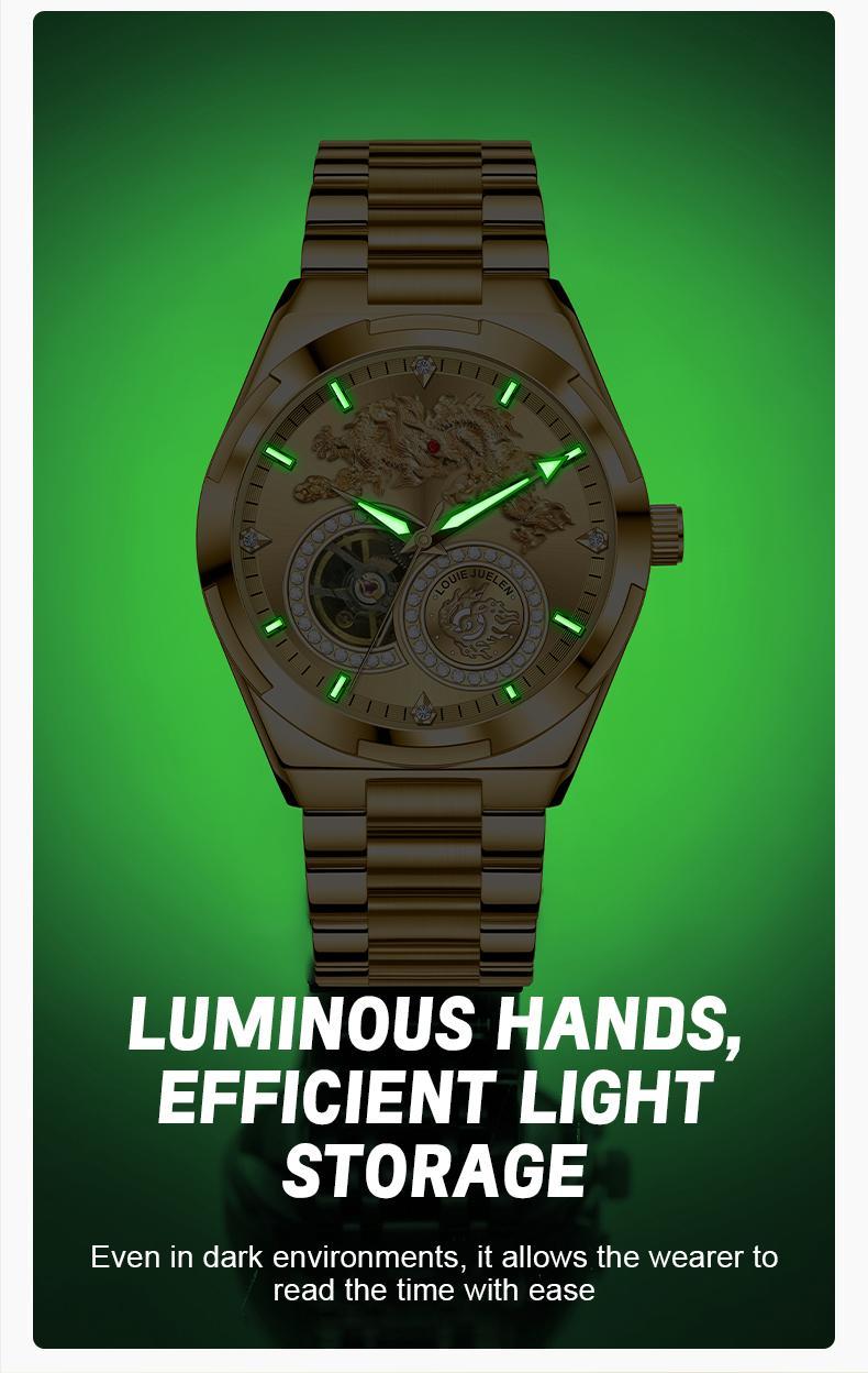 Men's Automatic Luxury Watch: Swiss Movement, Sapphire Crystal, Full Stainless Steel, Water-Resistant & Luminous