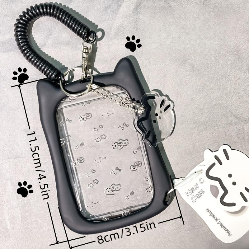 Cute Cat Design Photo Card Holder, 1 Count Transparent Acrylic Id Badge Holder, ID Card Holder, Keychain for Office School Student