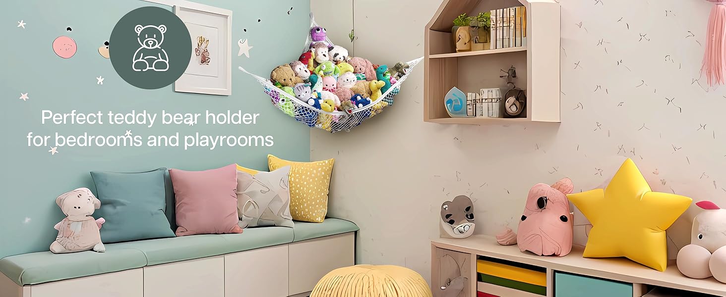 BASIC SUPPLY Stuffed Animal Hammock Net (2-Pack) - Corner Hanging Mesh Toy Organizer for Kids Room, Flexible Storage for Plushies, Teddy Bears, Squishmallows & More - Durable & Easy to Install BASIC SUPPLY Stuffed Animal Hammock Net (2-Pack) - Corner Hanging Mesh Toy Organizer for Kids Room, Flexible Storage for Plushies, Teddy Bears, Squishmallows & More - Durable & Easy to Install