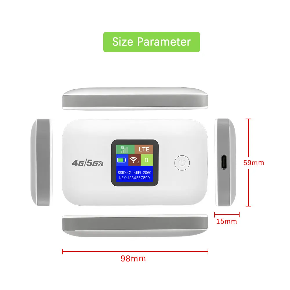 Travel WiFi Hotspot with SIM Slot 4G Mobile 300Mbps LED Display Stable Connection Supports 10 Devices Outdoor RV