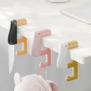 3-Pack Cute Duck Rotatable Backpack Hooks, No-Drill Desk Mount, Portable Student Bag Holder, Mobile Hanging Tool for Books Bag and More