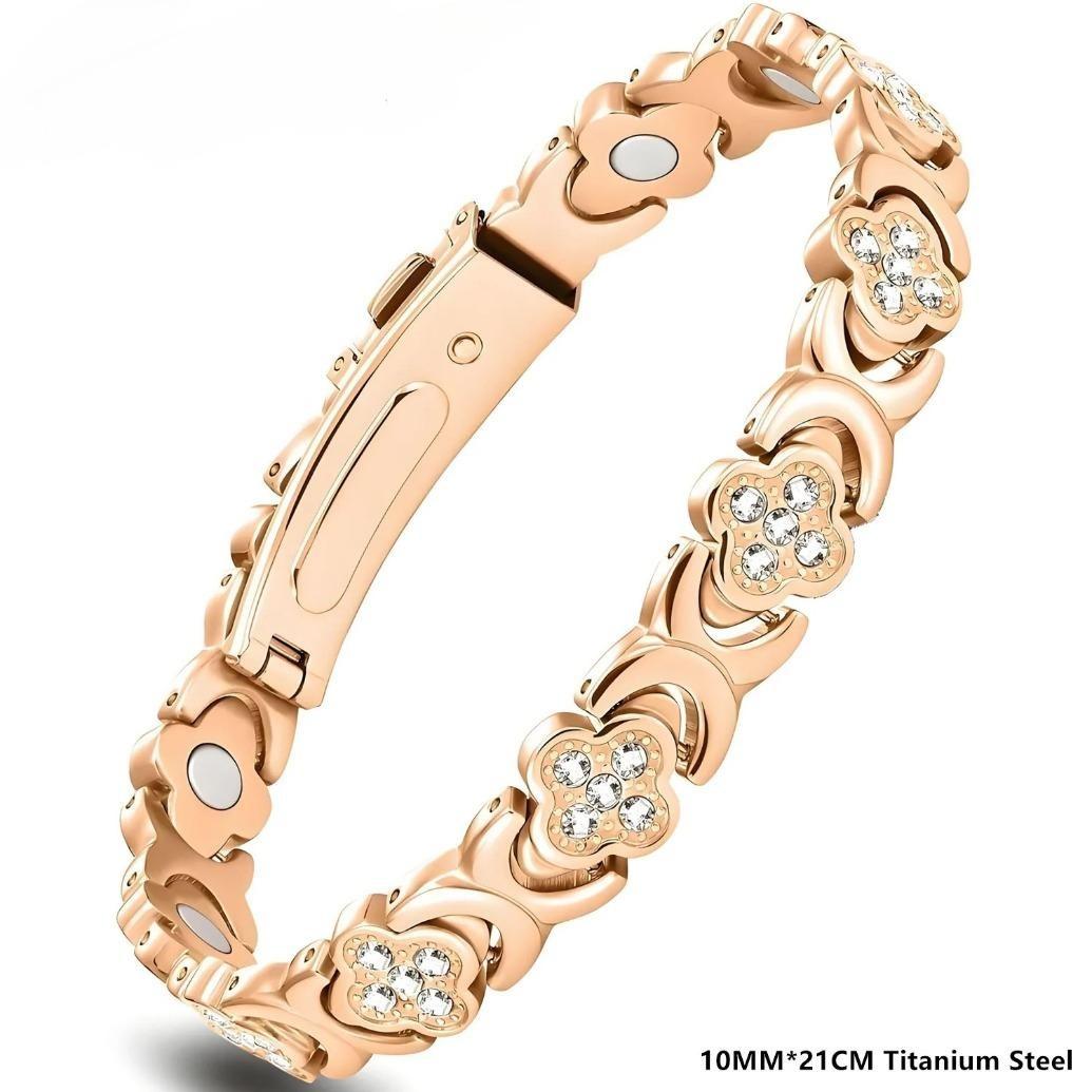 Aurelia Crest Luck & Love Infinite Clover Bracelet for Women | Pure Copper Magnetic Bracelet Titanium Steel Jewelry Gift 10MM Adjustable  2️⃣