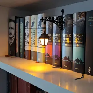 Vintage Warm Glow LED Library Lantern - Bookshelf Reading Light, Mini Hanging Home Decor, Cozy Reading Nook Accessory, Thoughtful Gift for Writers & Teachers