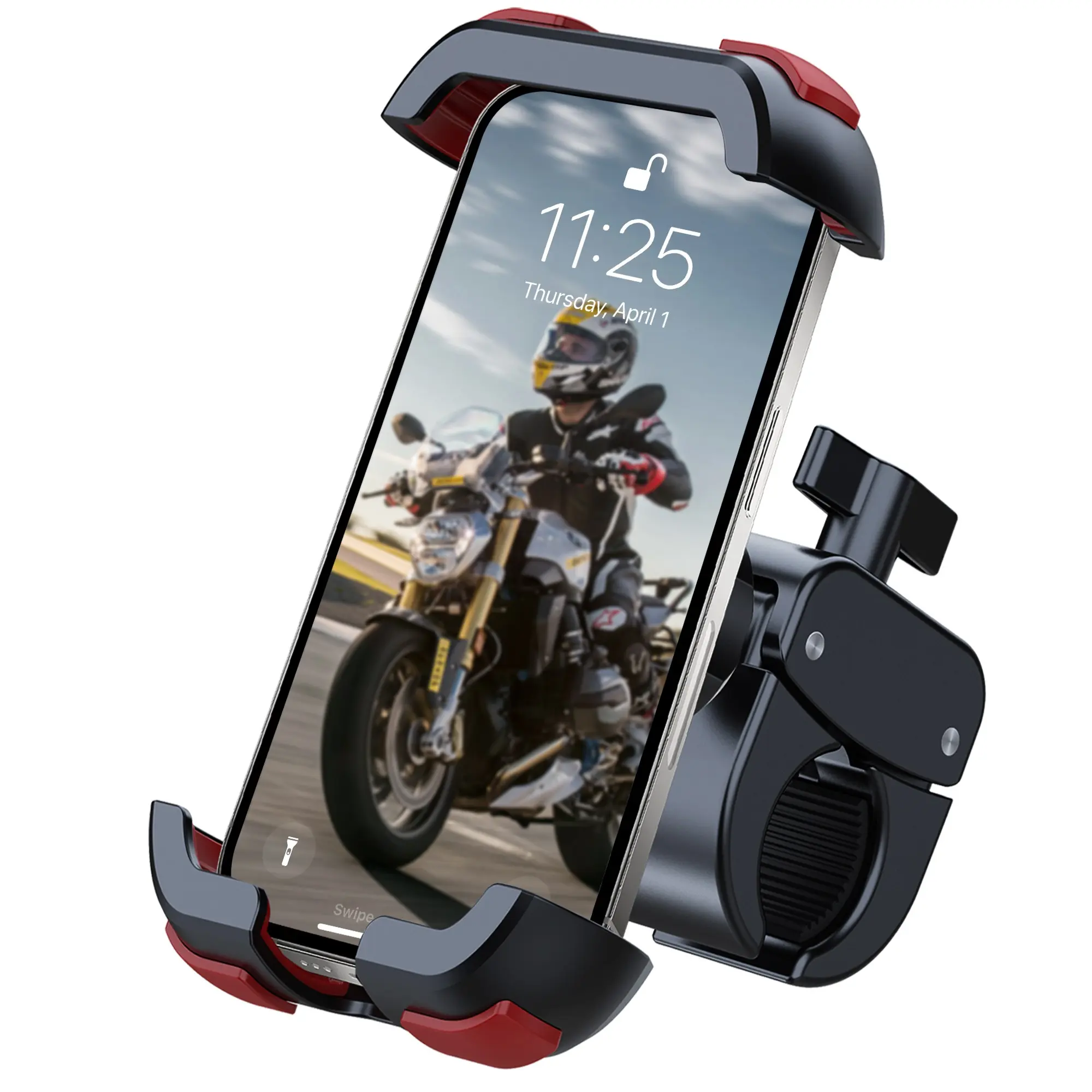 Bike Phone Holder Mount, Motorcycle Phone Mount, 360° Adjustable Phone Holde Mount for Bike and Motorcycle, Shockproof & Anti-Shake Design, Fits 4.7–7” Smartphones