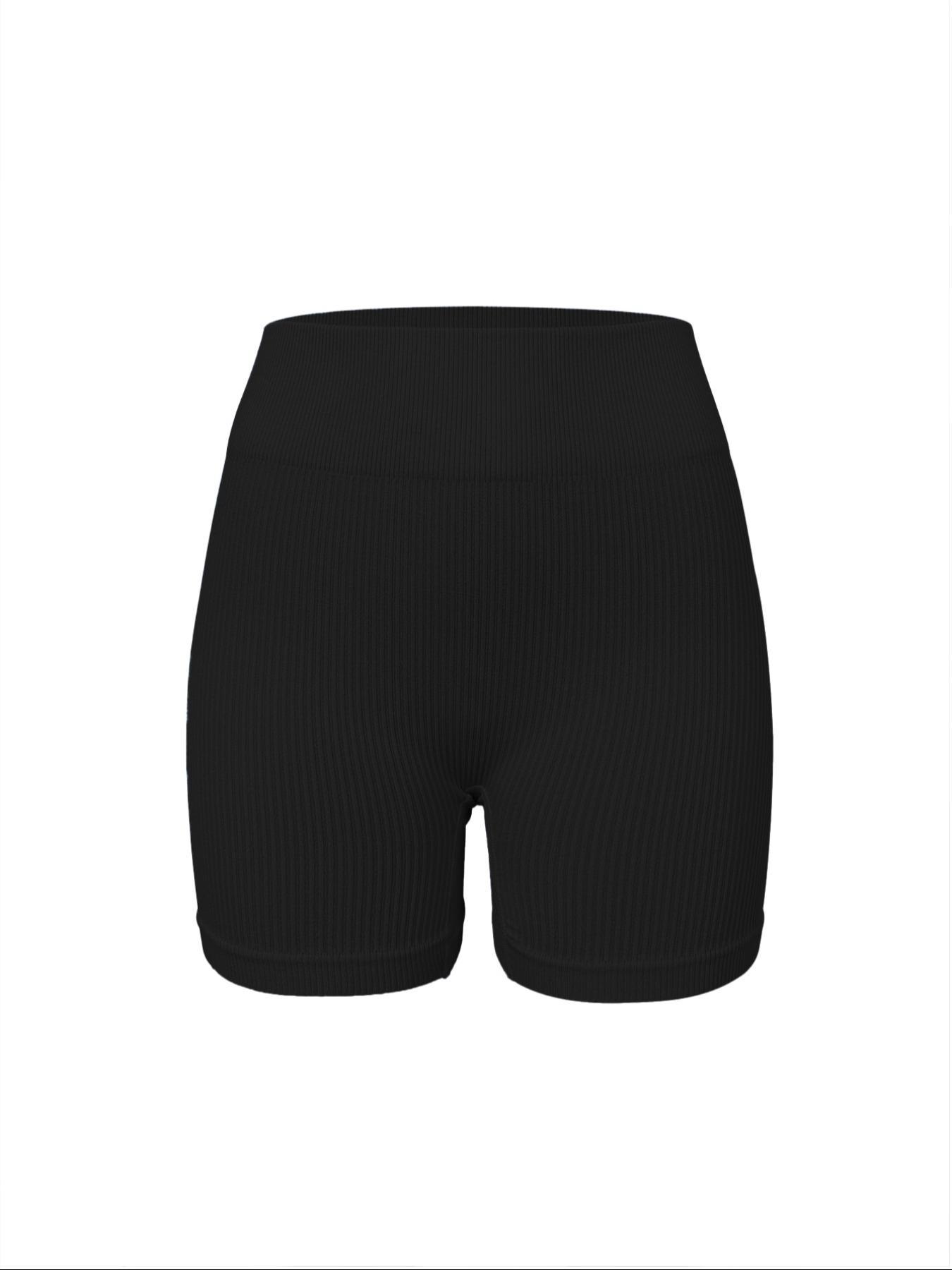 Women's Solid High Waist Sports Gym Shorts, High Stretch Shorts, Casual Comfy Breathable Seamless Skinny Biker Shorts for Gym Workout Cycling Running, Summer Outfits 2024, Women Sport & Outdoor Clothing for Summer