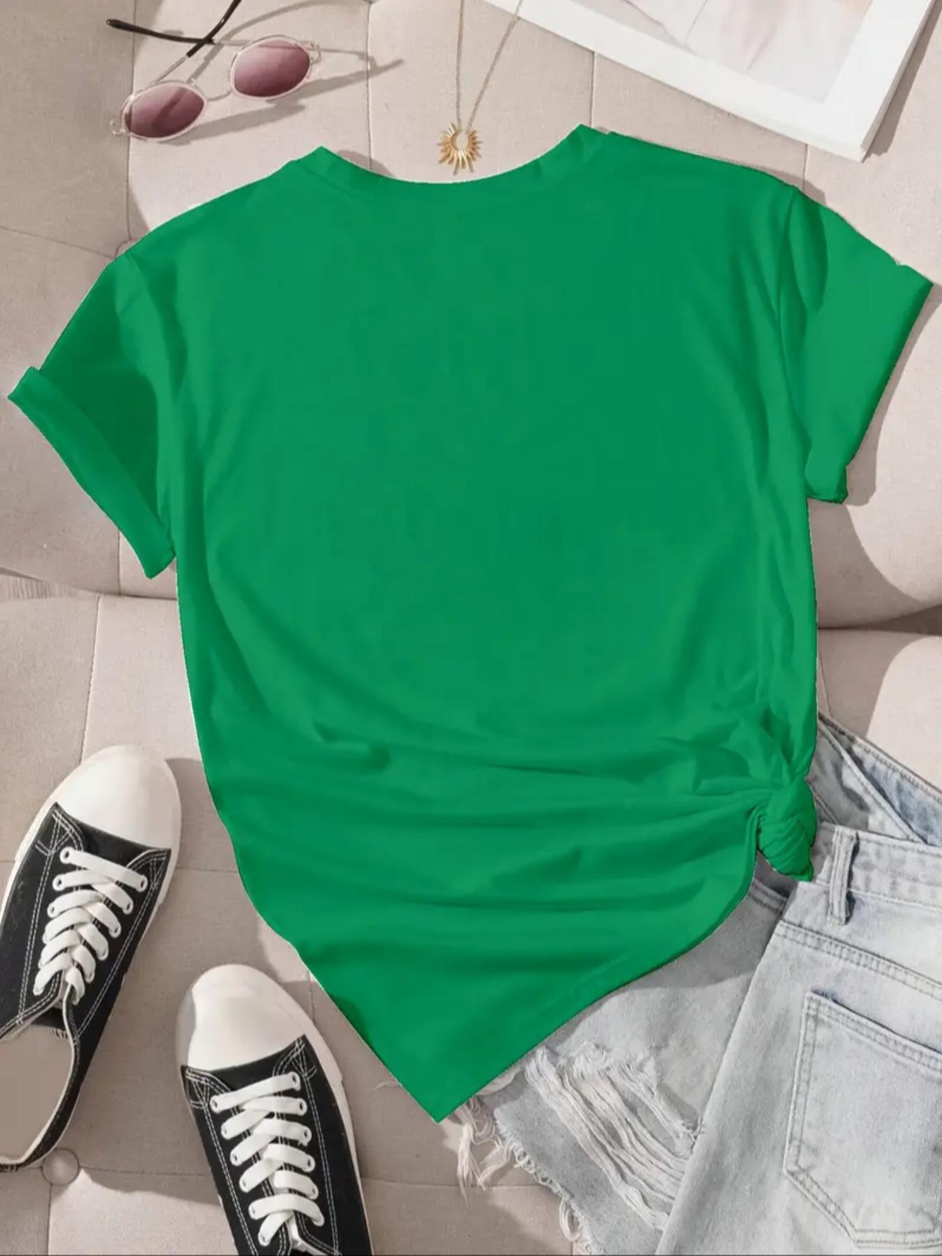 Women's Letter Print Round Neck Tee, Casual Short Sleeve Crew Neck T-Shirt for Summer, Fashion Women's Top for Daily Wear