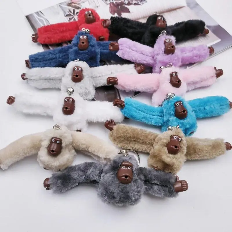 Cute 2026 Long-Arm Plush TPU Animal Keychain, No-Brand Gorilla Backpack Pendant, Stress Relief Toy, Birthday Gift Charm & Decoration