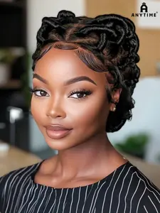 Bantu Braided Wigs for Women, Synthetic Full Lace Handmade Cornrow Braids, Natural Knotless Wigs with Baby Hair, All Seasons