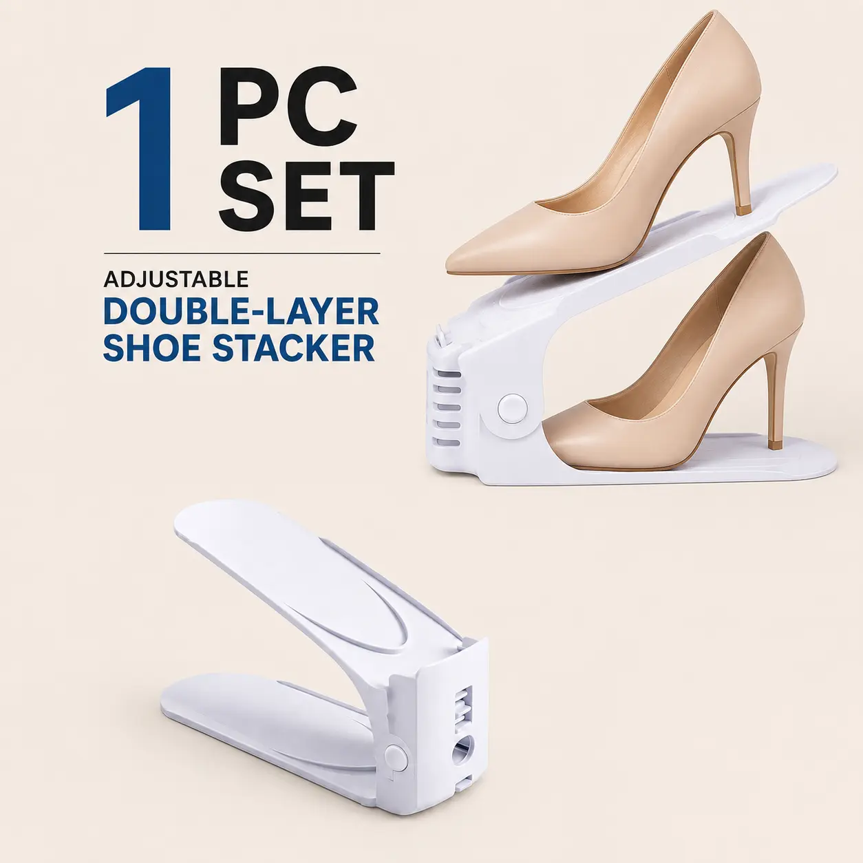 Shoe Slots Organizer for Closet, 3-Level Adjustable Shoe Holder, Anti-Slip Double-Layer Shoe Stacker, 1 Count,stainless,steel