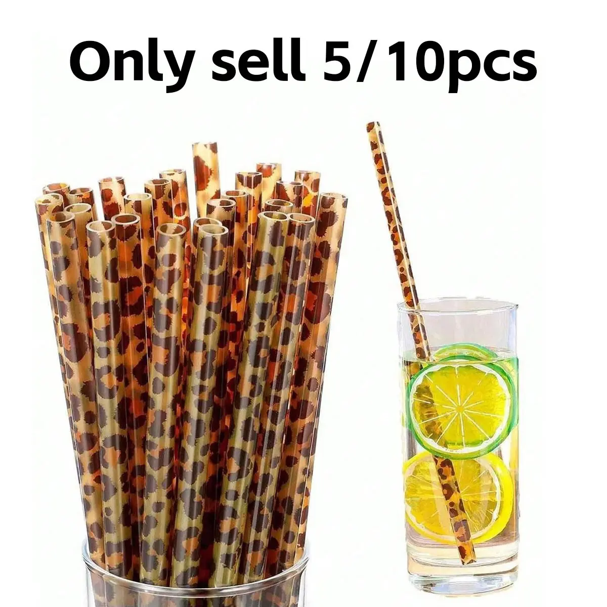Reusable Leopard Print Straw Set, Versatile Use, Creative Animal Design, Perfect for Jungle Theme Parties, Weddings, Birthdays, Graduations, Anniversaries