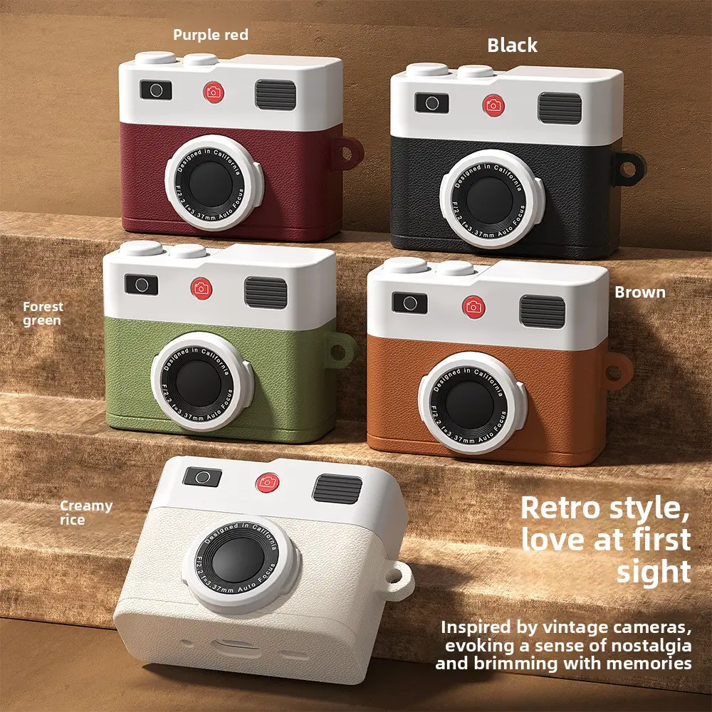 Retro Camera Design AirPods Case Compatible with AirPods 4 Pro 2 Pro 3 - Creative Silicone Earbuds Cover, Vintage Style Novelty Headphone Case