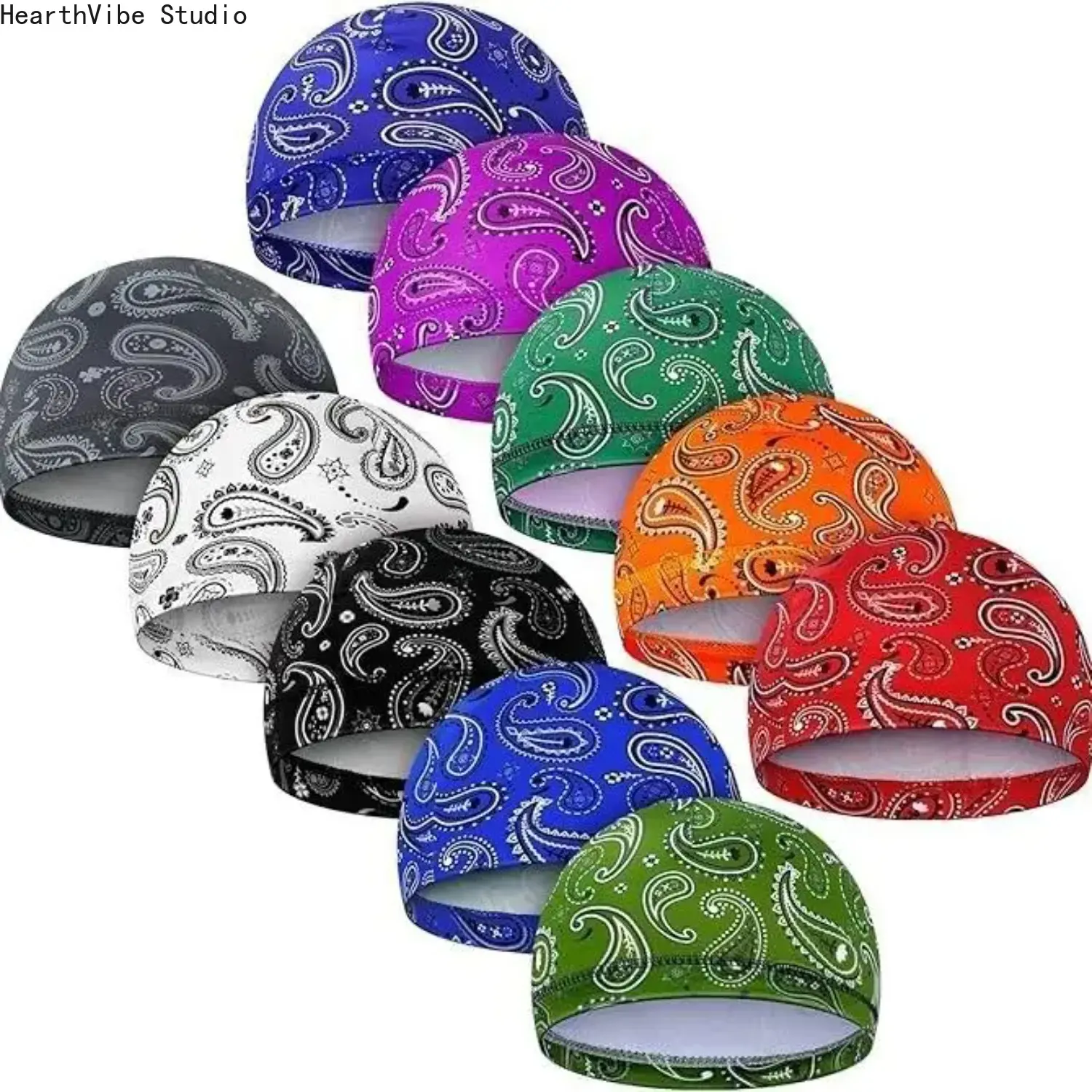 Men's Cotton Skull Cap - Stretchy, Lightweight, Sweat-Wicking, Quick-Dry Athletic Head Wrap, Biking Helmet Liner, 1-Size Streetwear Beanie for Outdoor Cycling, Running