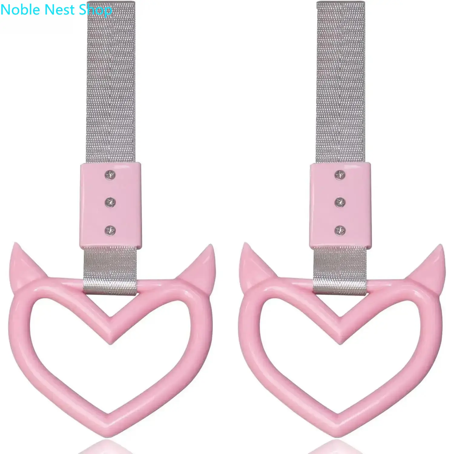 2 Pack Heart Handle Red Devil Drift Car Pendant Keychains, Durable Trendy Rearview Mirror Charm, Unique Auto Decor Keyring Set for Men, Women, Daily Use and Gifting