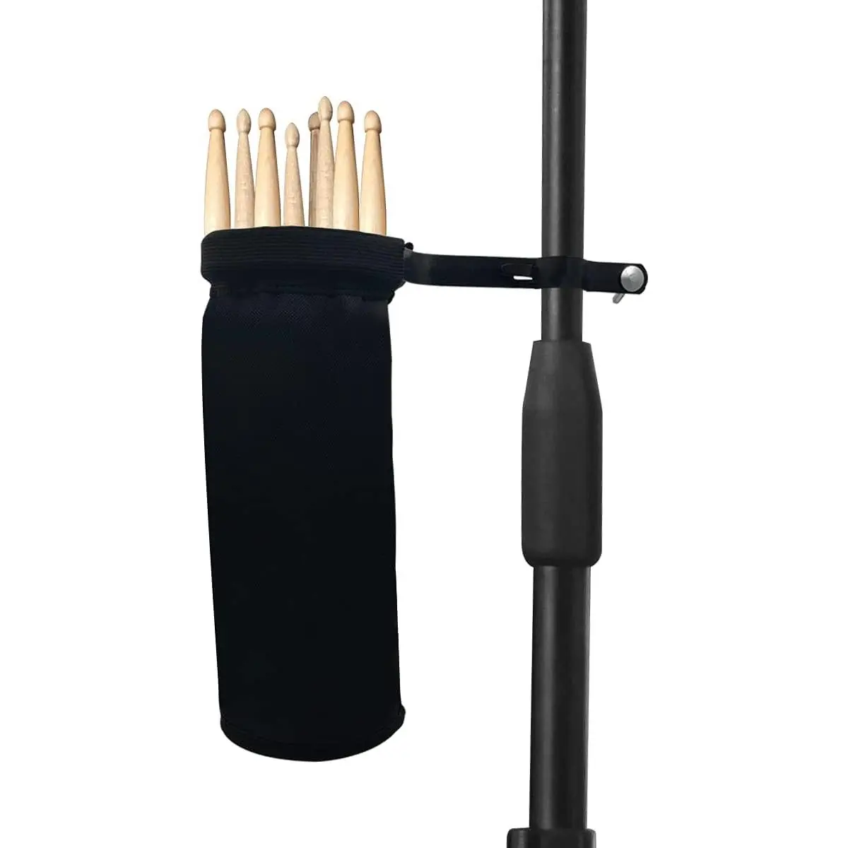 Drumstick Container Bag, Drum Stick Holder Drumstick Nylon Bag for Drum Set Clamp  Stick Holder Bag Container(black)