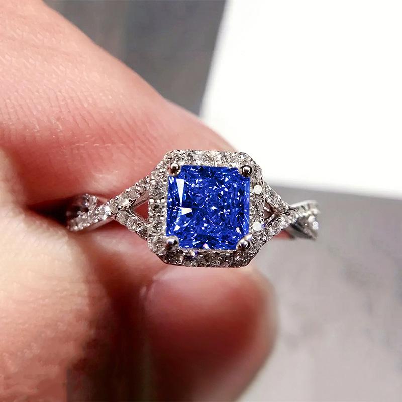 Luxury Cushion Cut Twisted Band CZ Ring for Women | Cross Geometric Stackable Engagement Statement Jewelry