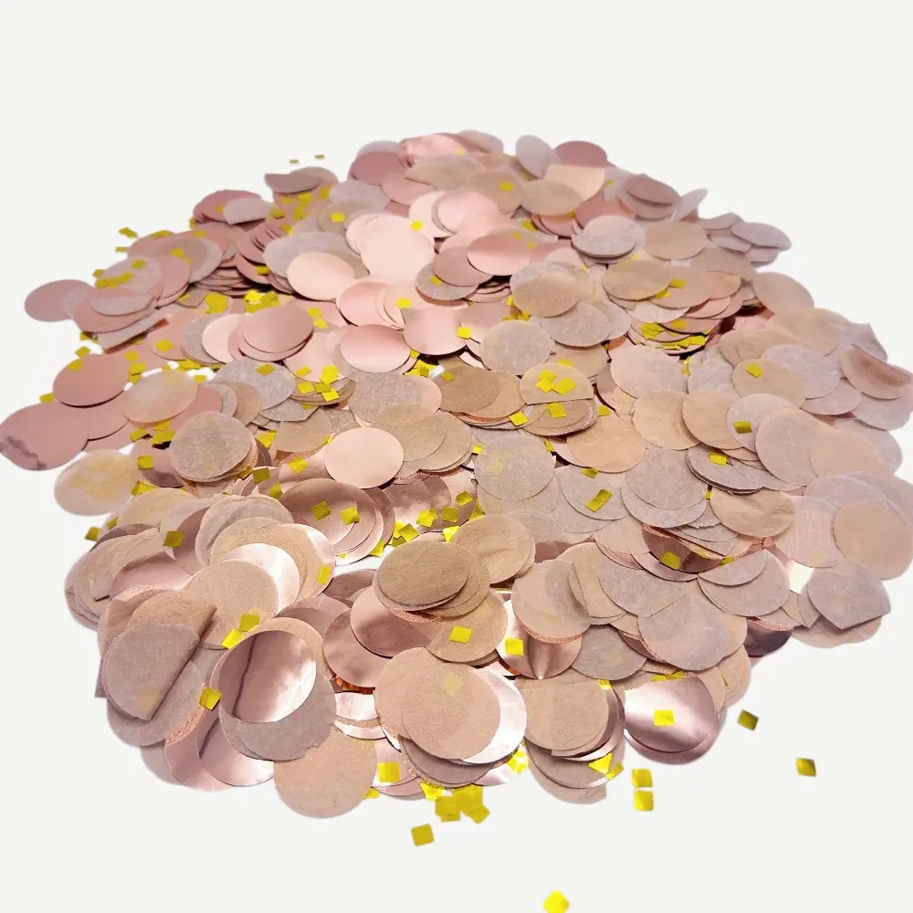 5200 Pieces Rose Gold Round Confetti, 1 Inch Aluminum Foil Multicolor Paper Scraps, Ideal for Birthday Parties, Weddings, Holidays