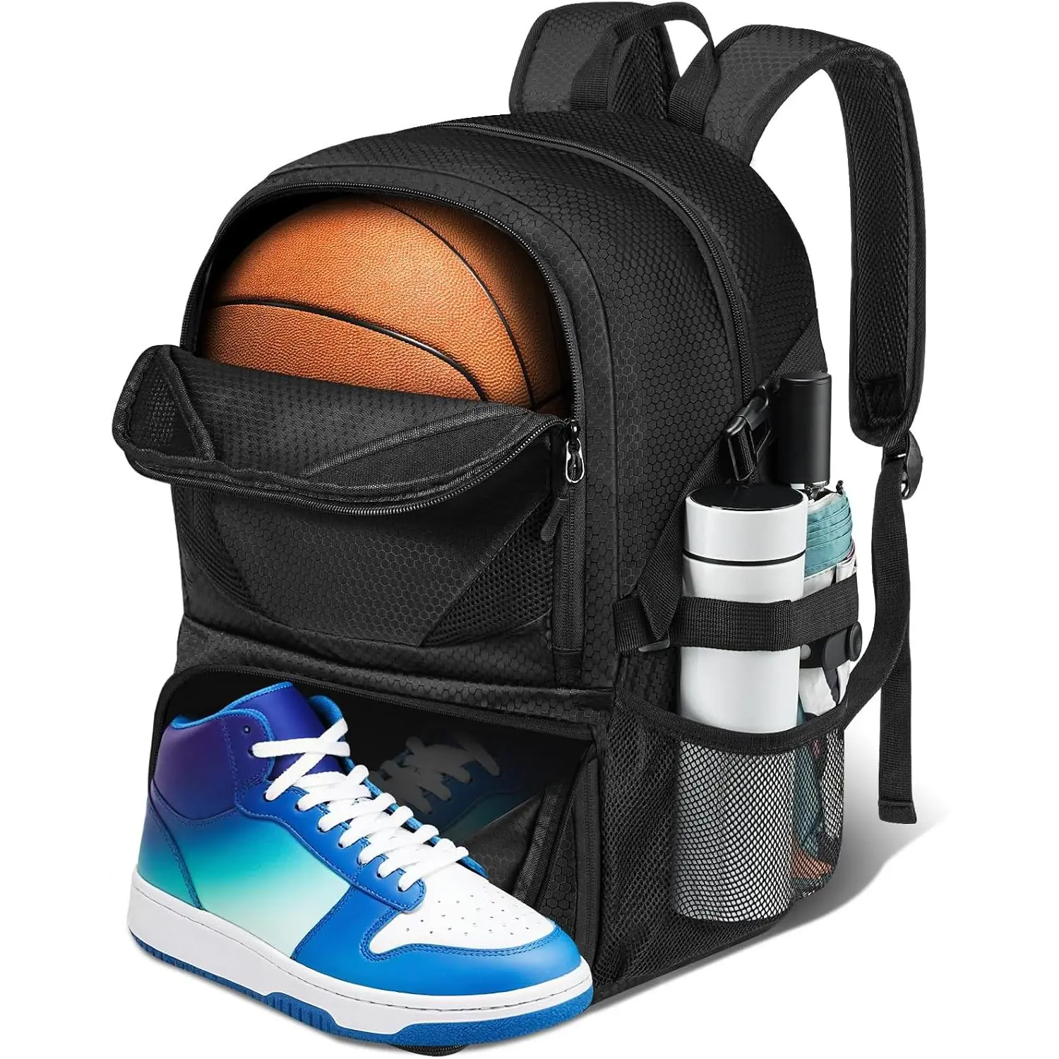 Basketball Bag Backpack with Ball & Shoes Compartment for Soccer Ball Volleyball Football, Large  Bag Backpack