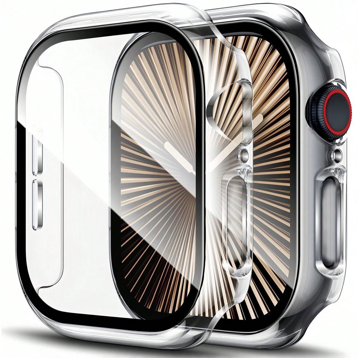 Apple Watch Hard PC Case – Built-in Tempered Glass Screen Protector, Ultra-Thin Full Coverage, 38-49mm