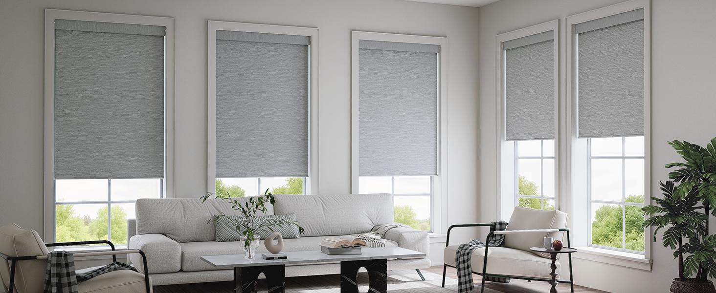 No Tools No Drill Cordless Blackout Roller Shades for Indoor Windows, Easy to Install, Darkens Rooms, Blocks Heat, and Protects Against UV Rays, Window Size 34" W * 48" H White