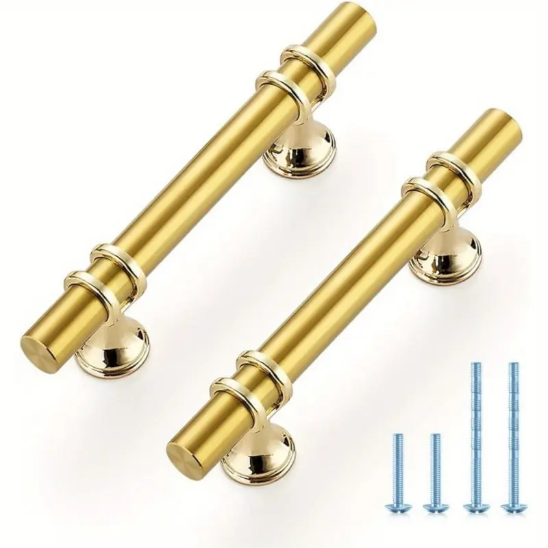 20pcs 5 Inch Gold Cabinet Handles - Stylish Brushed Metal Drawer Pulls, Screws Included, Easy Installation, Suitable for Cabinets and Dressers, 3 Inchnter Hole Spacing, Stainless Steel