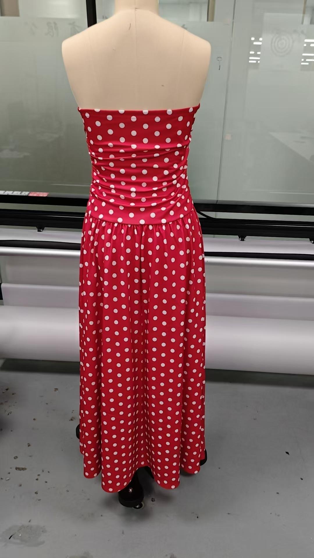 Women's Elegant Fashion Polka Dot PrintHalter Dress, Stylish Chic Sleeveless MaxiDress for Parties and Casual Wear, SummerFashion