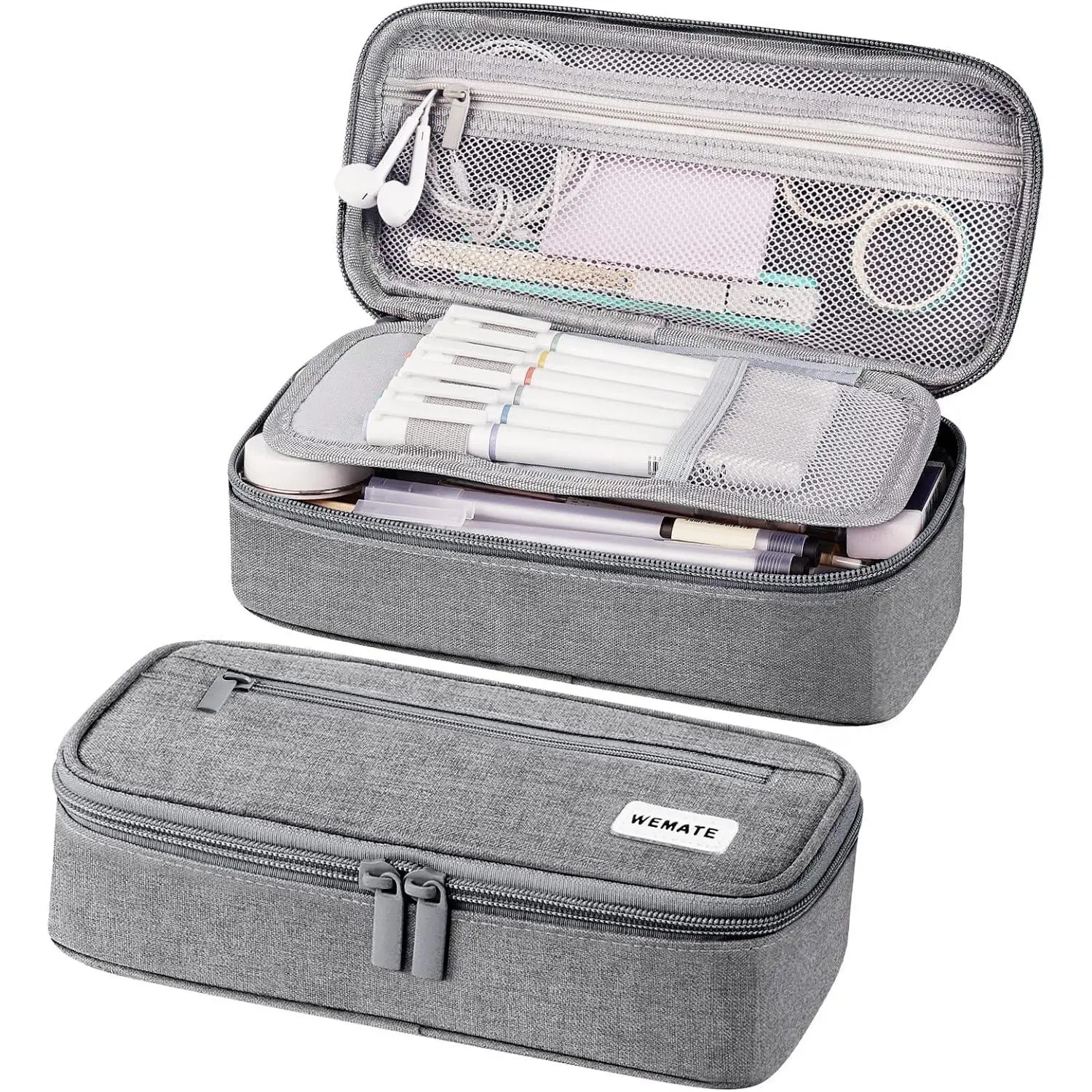 WEMATE Large Storage Pencil Case - 9x4.3x2.4", Calculator-Fit Organizer, Teacher Must-Have, Multipurpose Pouch for College Office Stationery & Makeup