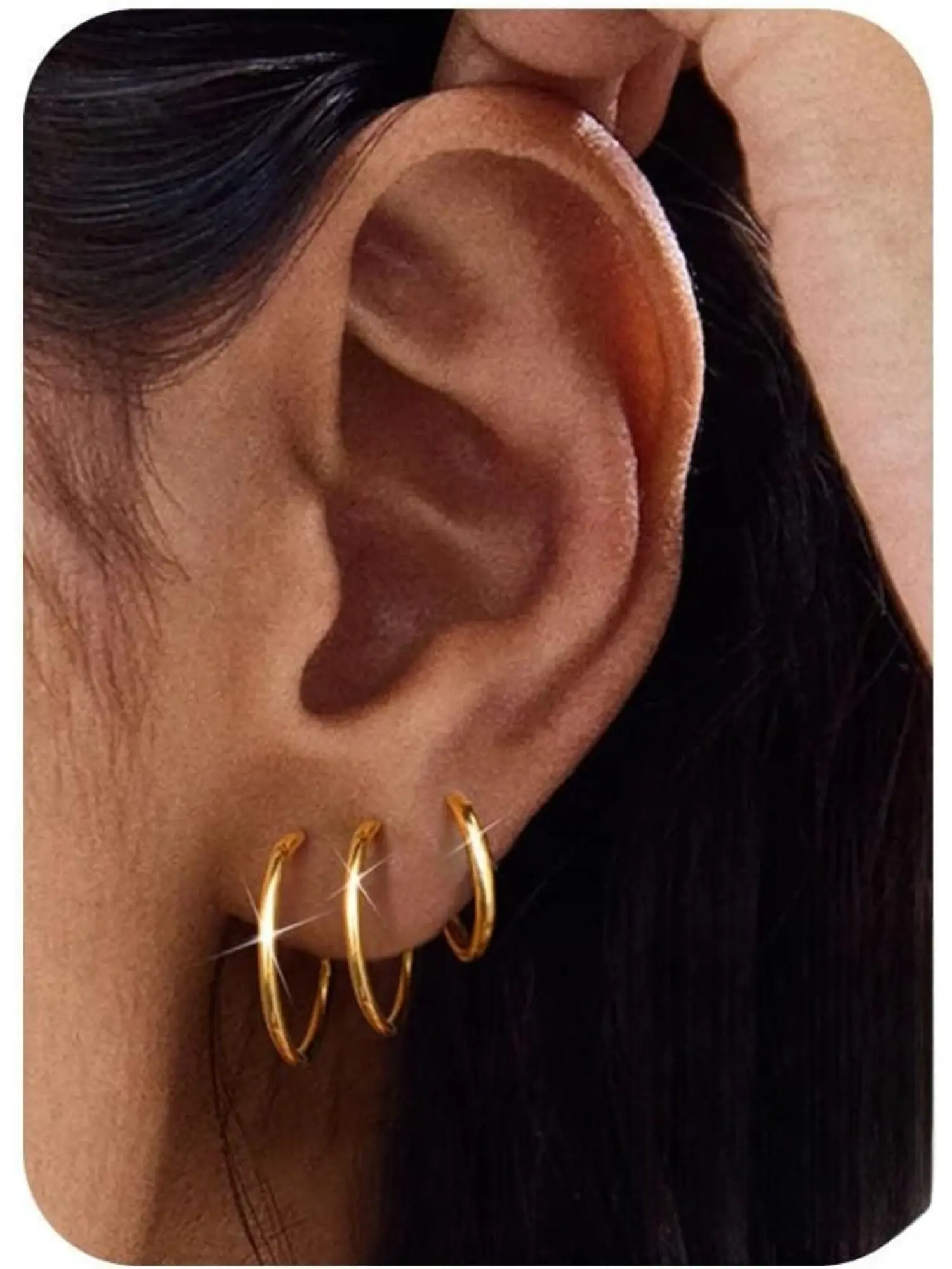 3 Pairs Lightweight 14K Gold Plated Hoop Earrings Set for Women, Hypoallergenic Multi-size Huggie Hoops Jewelry, Perfect for Daily Wear & Dating