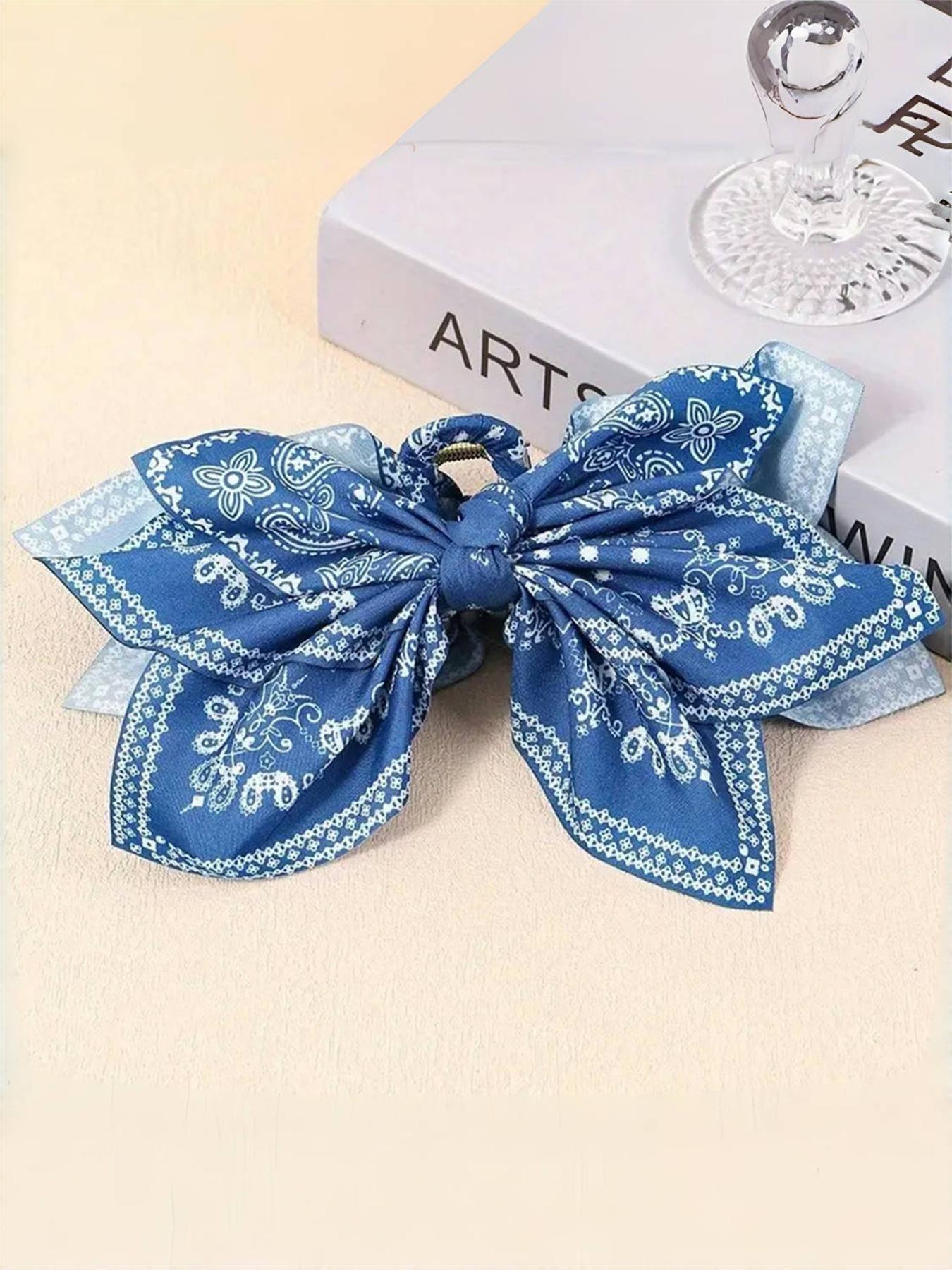 3pcs/1pc women's paisley pattern printed double-sided layered fabric bow hair clip, ponytail bun hair bohemian style hair accessory, suitable for daily, party, Boho hair accessories, Super Cute Clips